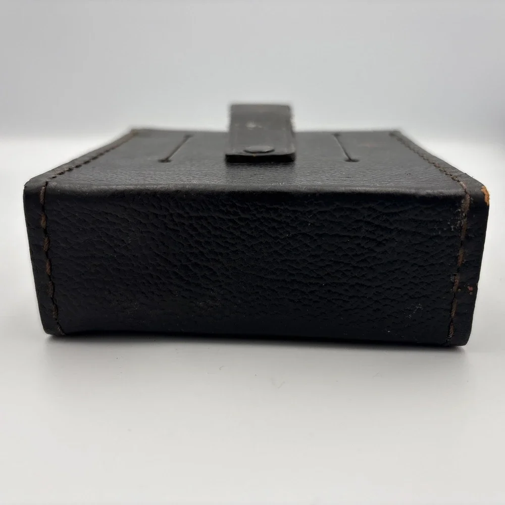 RARE Vintage IBM Tucky Swiss Made Black Leather Hard Case Field Belt Pouch